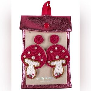 Simply Southern Beaded Earrings- Mushroom
